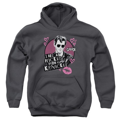 Grease-Kenickie Youth Pull-Over Hoodie- Charcoal - Small