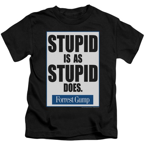 Forrest Gump-Stupid Is Short Sleeve Juvenile 18-1 Tee- Black - Large 7
