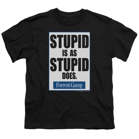 Forrest Gump-Stupid Is Short Sleeve Youth 18-1 Tee- Black - XL
