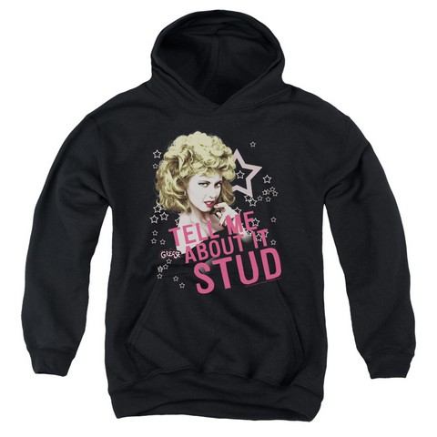 Grease-Tell Me About It Stud Youth Pull-Over Hoodie- Black - Medium -  Trevco, PAR265-YFTH-2