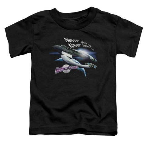 Galaxy Quest-Never Surrender Short Sleeve Toddler Tee- Black - Large 4T