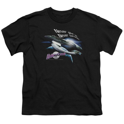Galaxy Quest-Never Surrender Short Sleeve Youth 18-1 Tee- Black - Small
