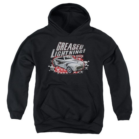 Grease-Greased Lightening Youth Pull-Over Hoodie- Black - XL