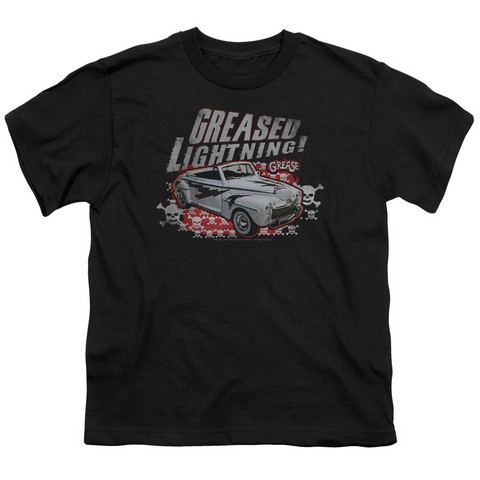 Grease-Greased Lightening Short Sleeve Youth 18-1 Tee- Black - Medium