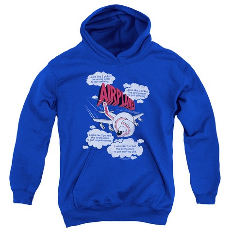 Airplane-Picked The Wrong Day Youth Pull-Over Hoodie- Royal Blue - Medium