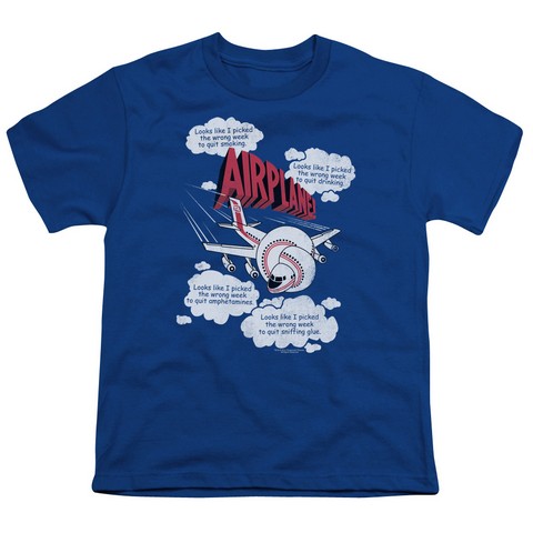 Airplane-Picked The Wrong Day Short Sleeve Youth 18-1 Tee- Royal - XL