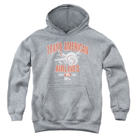 Airplane-Trans American Youth Pull-Over Hoodie- Athletic Heather - Large