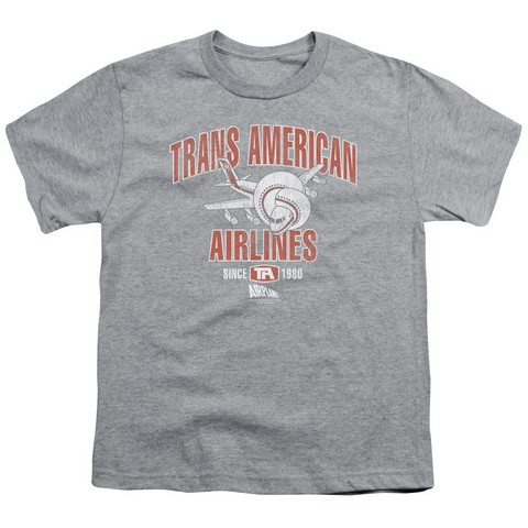 Airplane-Trans American Short Sleeve Youth 18-1 Tee- Heather - Small