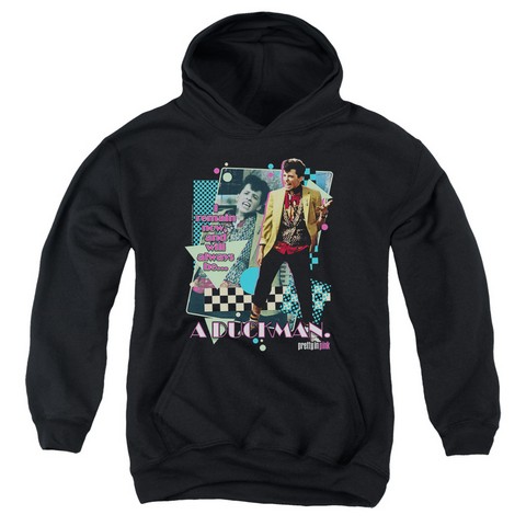 Pretty In Pik-A Duckman Youth Pull-Over Hoodie- Black - Large