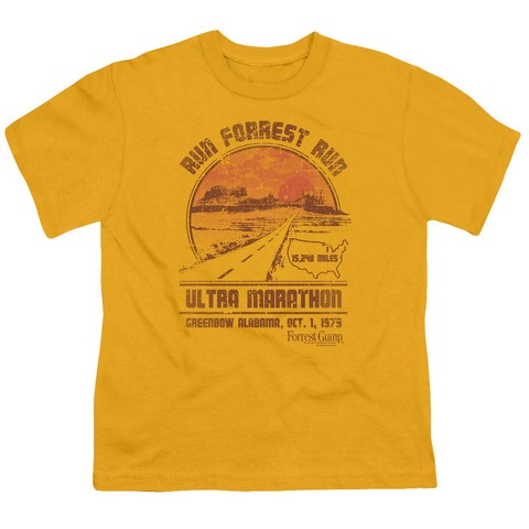 Forrest Gump-Ultra Marathon Short Sleeve Youth 18-1 Tee- Gold - Medium