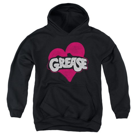 Grease-Heart Youth Pull-Over Hoodie- Black - XL