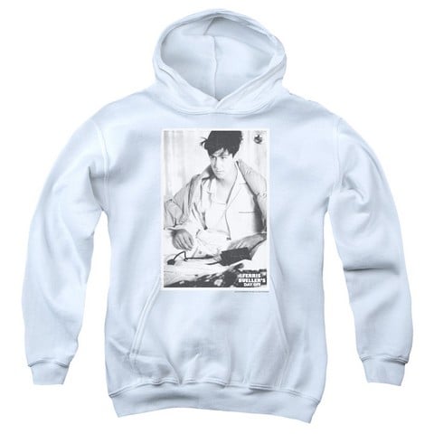 Ferris Bueller-Cameron Youth Pull-Over Hoodie- White - Small