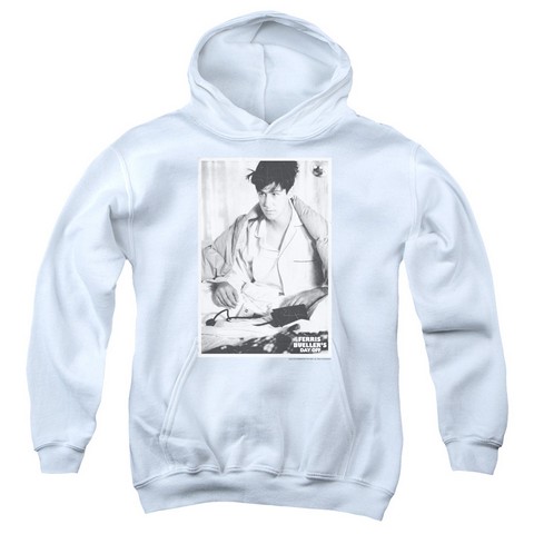 Ferris Bueller-Cameron Youth Pull-Over Hoodie- White - Medium