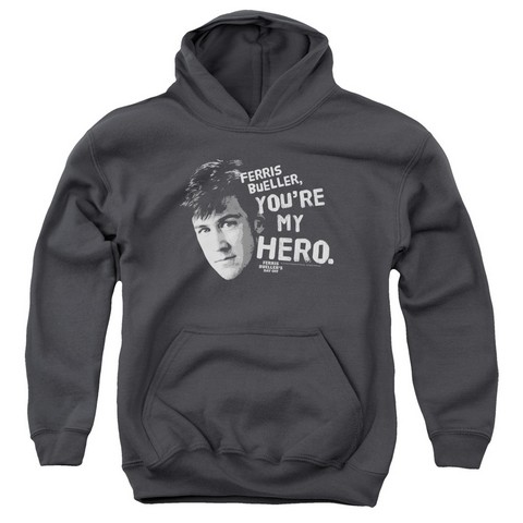 Ferris Bueller-My Hero Youth Pull-Over Hoodie- Charcoal - Small