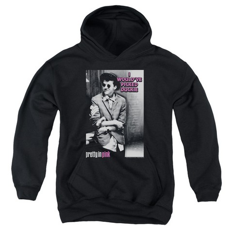 Pretty In Pink-I Wouldve Youth Pull-Over Hoodie- Black - Medium
