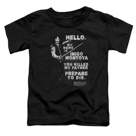 Princess Bride-Hello Again Short Sleeve Toddler Tee- Black - Small 2T