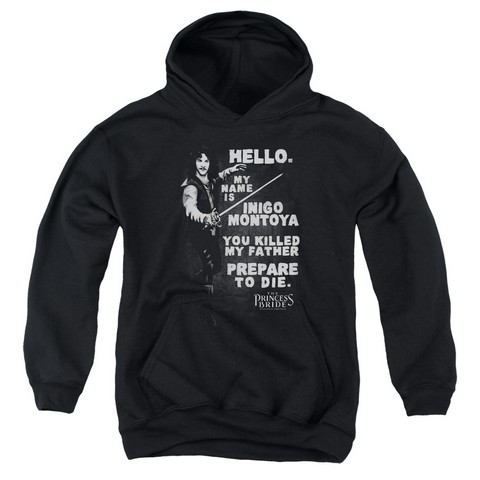 Princess Bride-Hello Again Youth Pull-Over Hoodie- Black - Large