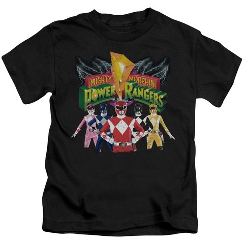 Power Rangers-Rangers Unite Short Sleeve Juvenile 18-1 Tee- Black - Medium 5-6