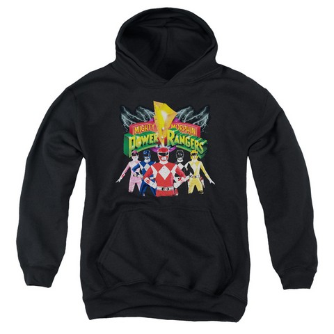 Power Rangers-Rangers Unite Youth Pull-Over Hoodie- Black - Small