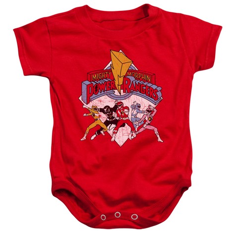 Power Rangers-Retro Rangers Infant Snapsuit- Red - Small 6 Months