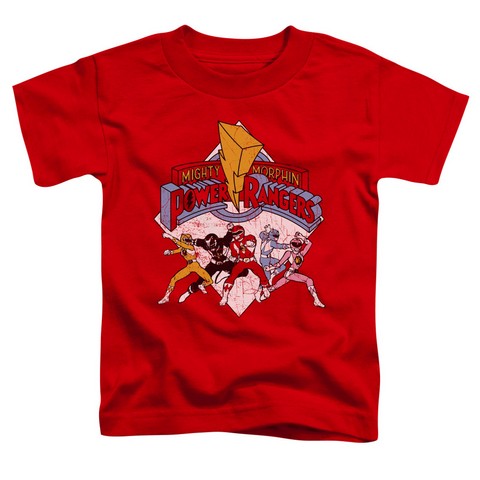 Power Rangers-Retro Rangers Short Sleeve Toddler Tee- Red - Medium 3T