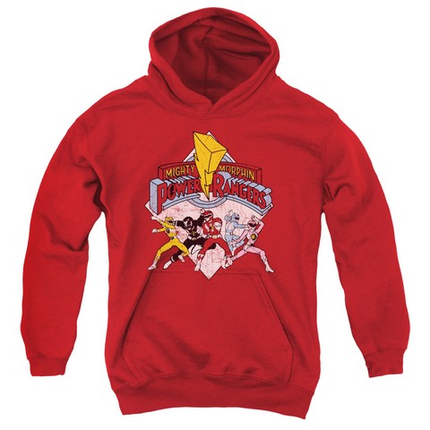 Power Rangers-Retro Rangers Youth Pull-Over Hoodie- Red - Large