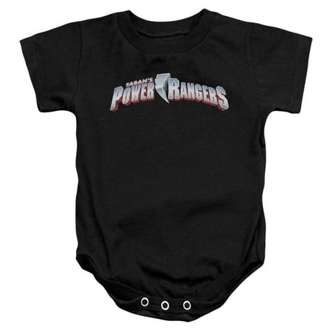 Power Rangers-New Logo Infant Snapsuit- Black - Medium 12 Months