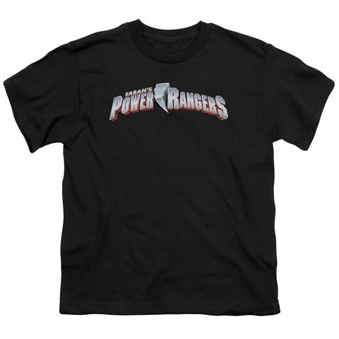 Power Rangers-New Logo Short Sleeve Youth 18-1 Tee- Black - Medium