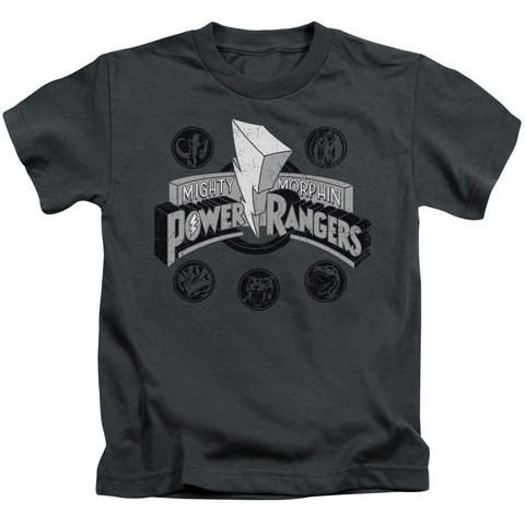 Power Rangers-Power Coins Short Sleeve Juvenile 18-1 Tee- Charcoal - Large 7