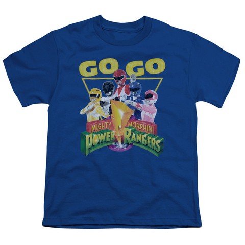Power Rangers-Go Go Short Sleeve Youth 18-1 Tee- Royal Blue - Medium