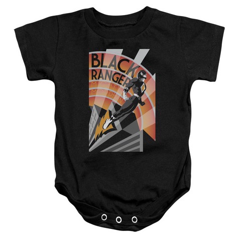 Power Rangers-Black Ranger Deco Infant Snapsuit- Black - Medium 12 Months