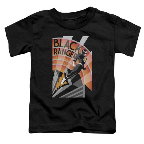 Power Rangers-Black Ranger Deco Short Sleeve Toddler Tee- Black - Medium 3T