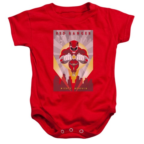 Power Rangers-Red Deco Infant Snapsuit- Red - Small 6 Months