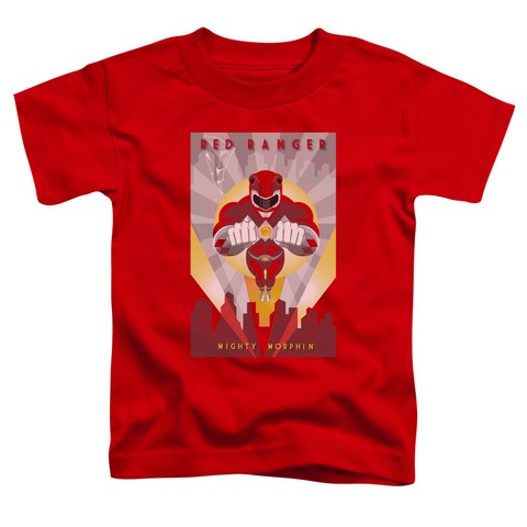 Power Rangers-Red Deco Short Sleeve Toddler Tee- Red - Medium 3T