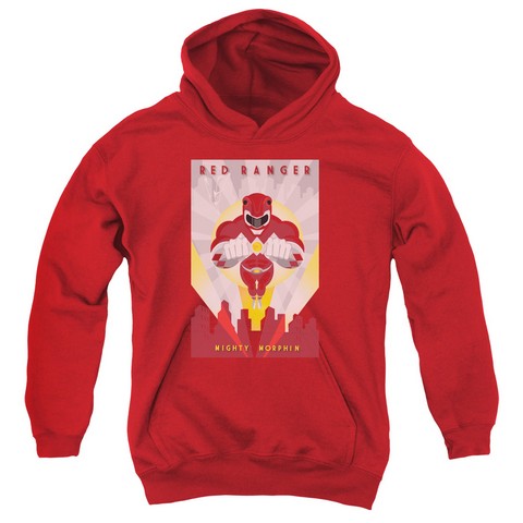Power Rangers-Red Deco Youth Pull-Over Hoodie, Red - Small
