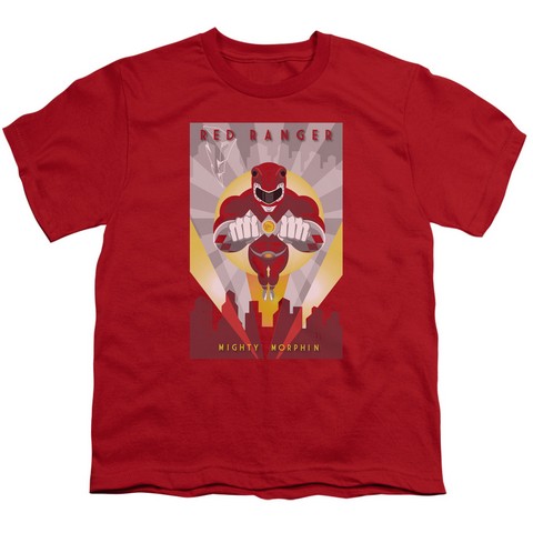 Power Rangers-Red Deco Short Sleeve Youth 18-1 Tee- Red - Medium