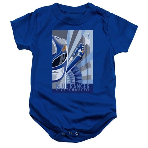 Power Rangers-Blue Ranger Deco Infant Snapsuit- Royal Blue - Small 6 Months