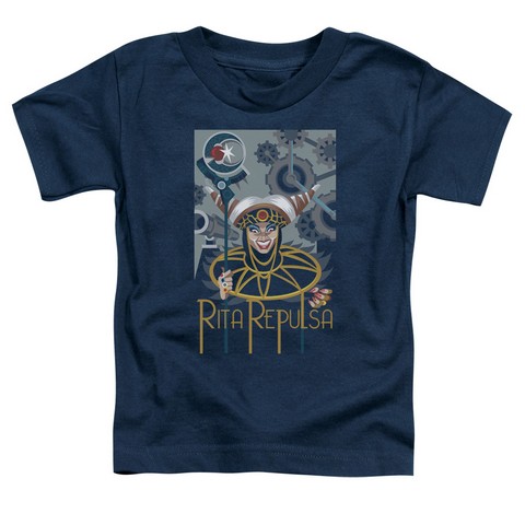 Power Rangers-Rita Deco Short Sleeve Toddler Tee- Navy - Large 4T