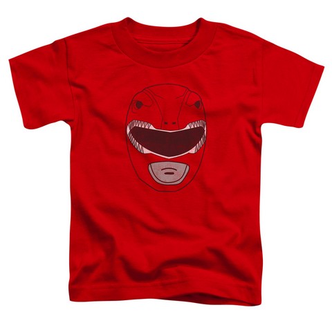 Power Rangers-Red Ranger Mask Short Sleeve Toddler Tee- Red - Small 2T