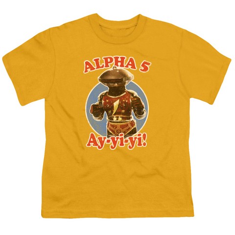 Power Rangers-Alpha 5 Short Sleeve Youth 18-1 Tee- Gold - Small