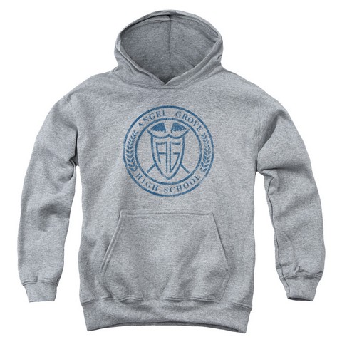Power Rangers-Angel Grove Hs Youth Pull-Over Hoodie- Athletic Heather - Medium