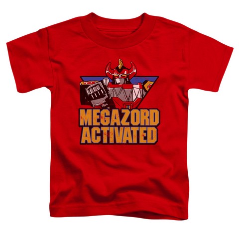 Power Rangers-Megazord Activated Short Sleeve Toddler Tee- Red - Medium 3T