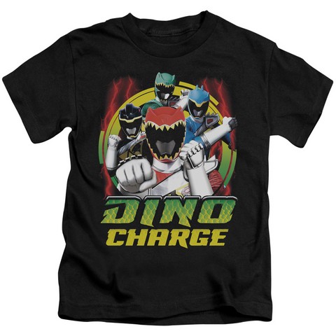 Power Rangers-Dino Lightning Short Sleeve Juvenile 18-1 Tee- Black - Medium 5-6