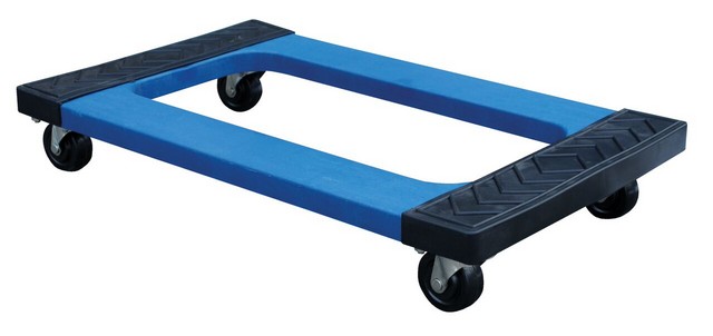 Blue Plastic Dolly With Rubber Ends 1000 lb Capacity 30 x 18 x 5.5