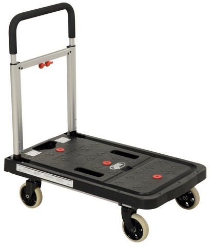 Fold Flat Plastic Cart 300 lb Poly Casters 26 3/4 x 16 1/4 x 36 1/2