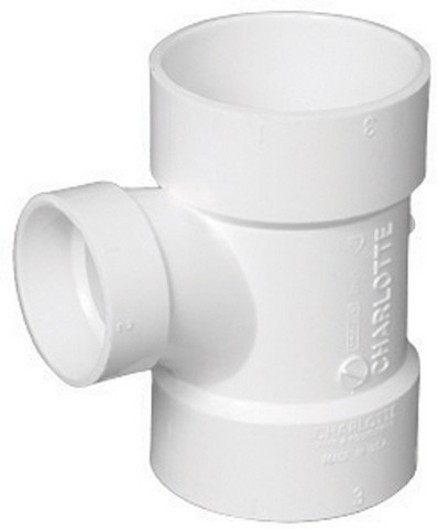 Charlotte PVC004012000HA 4 x 4 x 3 in. Sanitary Tee