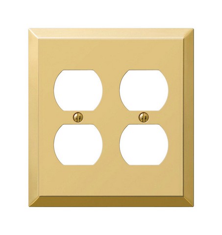 Picture of Amerelle 163DDBR 2 Duplex Polished Brass Stamped Steel Wall Plate