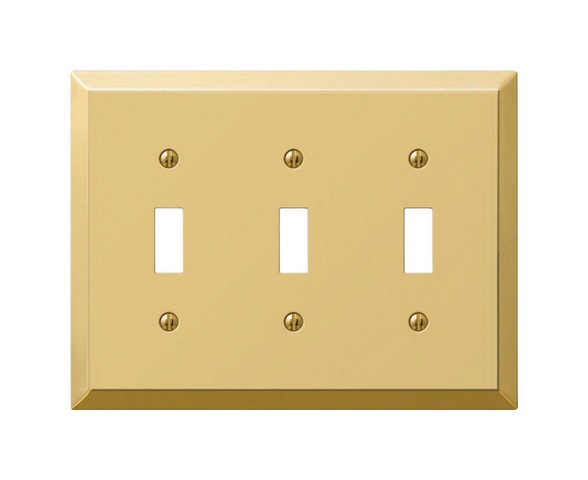 Picture of Amerelle 163TTTBR 3 Toggle Polished Brass Stamped Steel Wall Plate