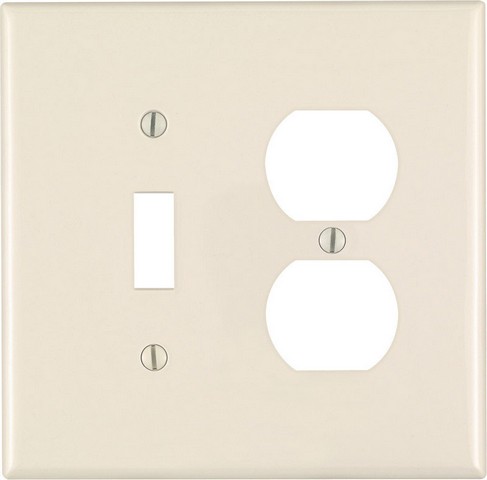 0PJ18-00T 2 Gang Light Almond Toggle & Duplex Nylon Receptacle Wall Plate