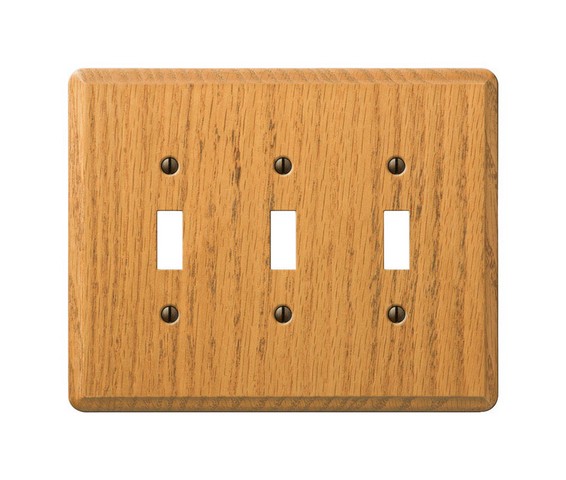 Picture of Amerelle 901TTTL 3 Toggle Light Oak Contemporary Wood Wall Plate